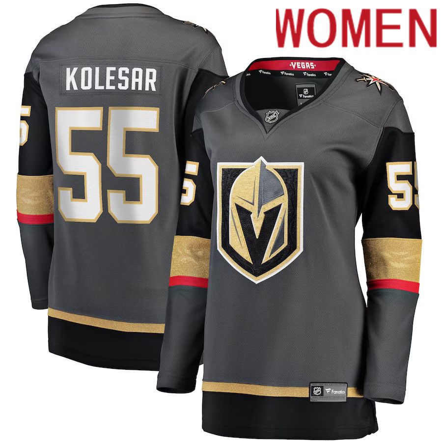 Women Vegas Golden Knights #55 Keegan Kolesar Fanatics Branded Gray Alternate Breakaway Player NHL Jersey->women nhl jersey->Women Jersey